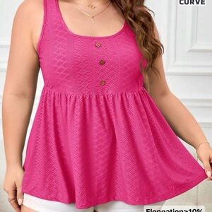 Pink Sleeveless Button-Front Tank